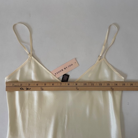 NWT Oscar Rossa 100% Silk Ivory White Cami Short Slip Nightgown Women's Medium - Picture 7 of 9